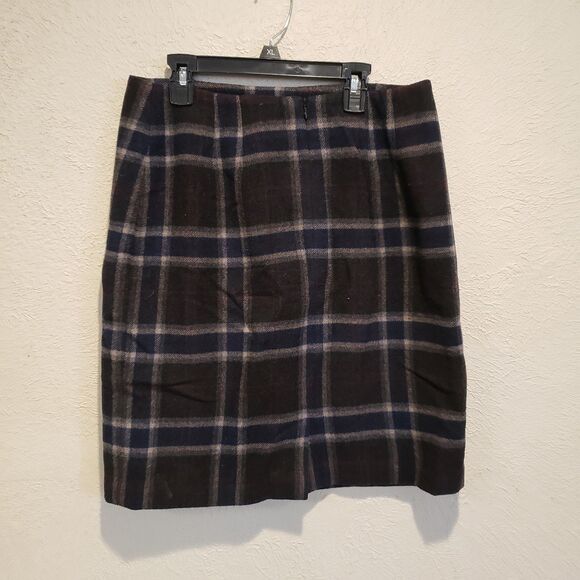 Vintage Talbots Skirt Womens 10 Plaid Wool Blend Wrap Lined Career Office Work - Picture 5 of 6